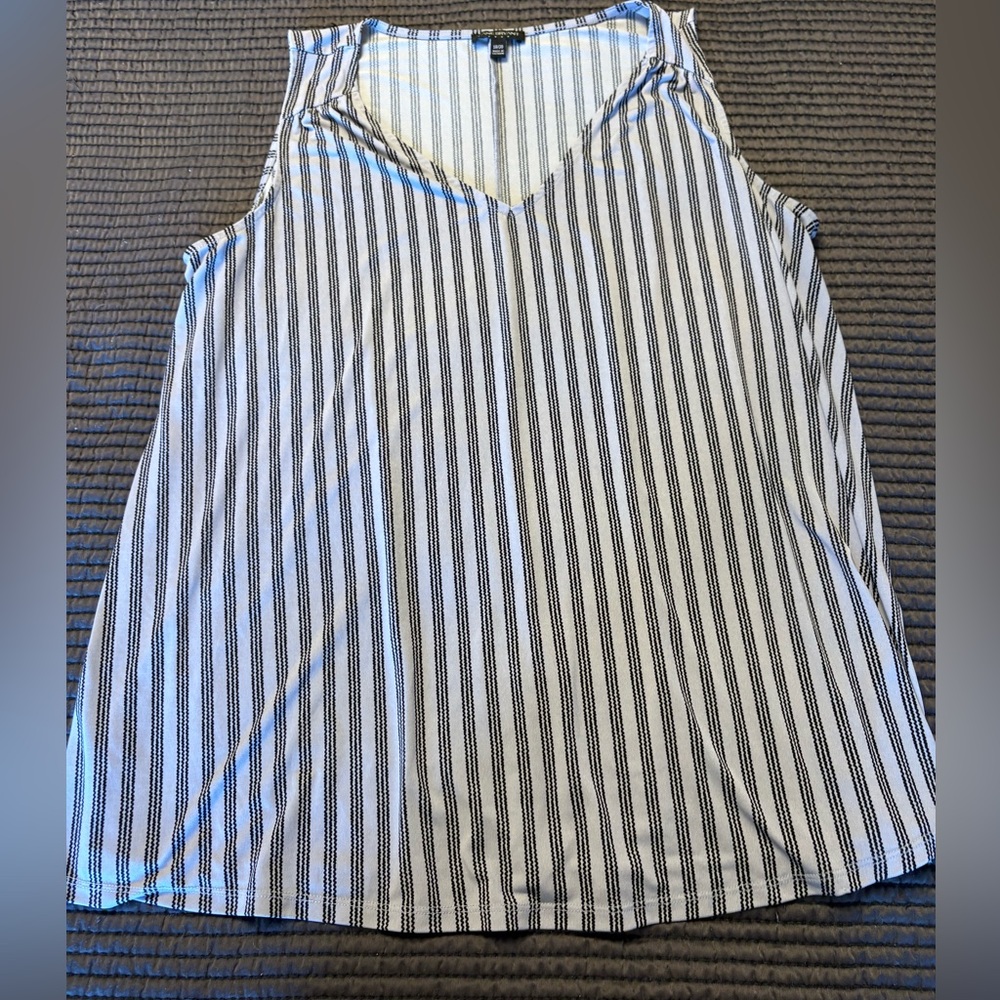 Lane Bryant Blue & Navy Striped V-Neck swing Tank